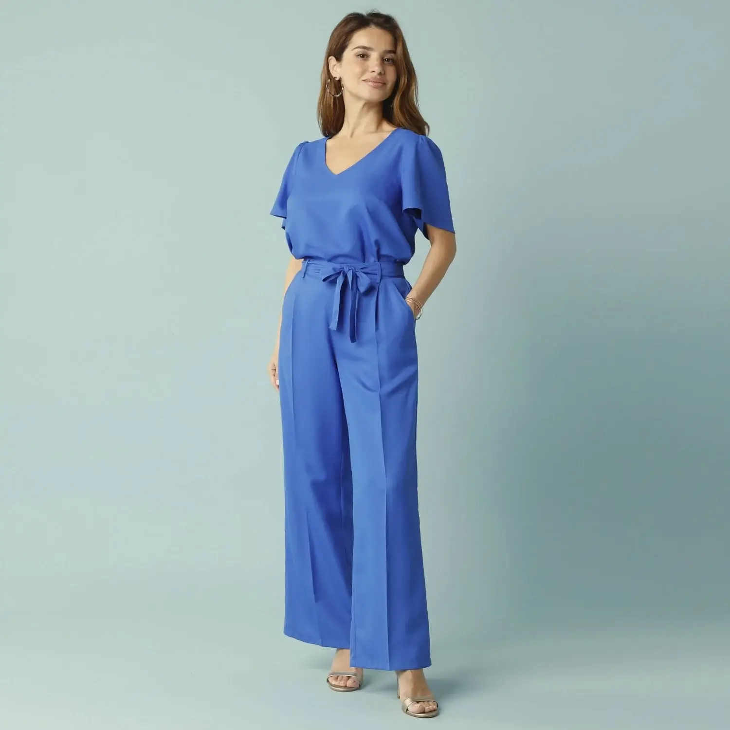 Široké kalhoty pro malé postavy - modré